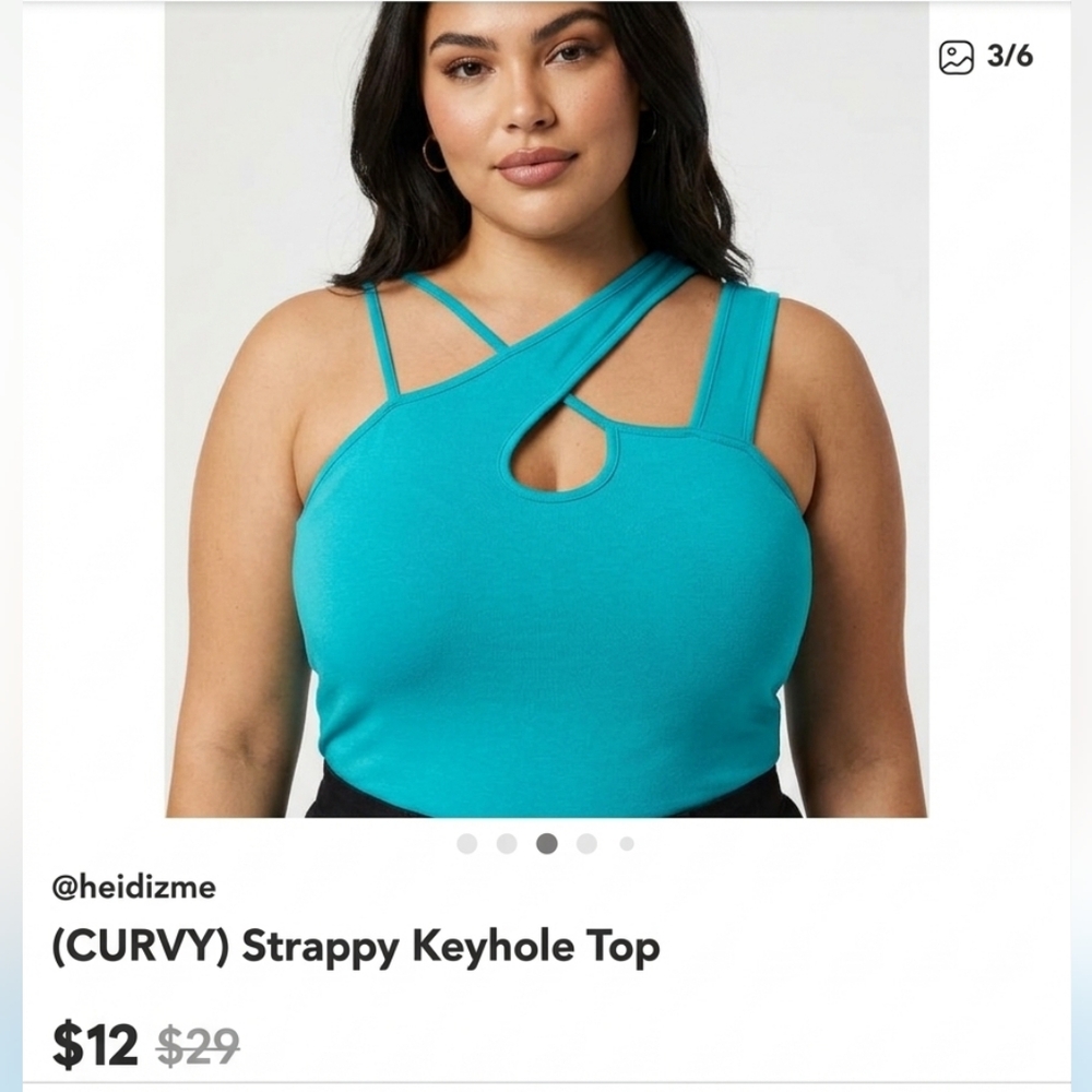 (CURVY) Strappy Keyhole Top